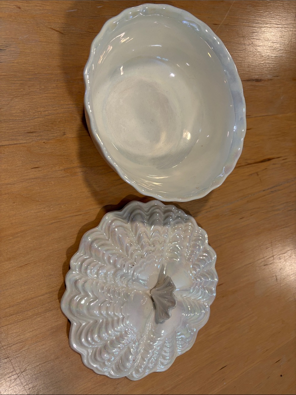 White Ceramic Lidded Decorative Bowl - Home Accents